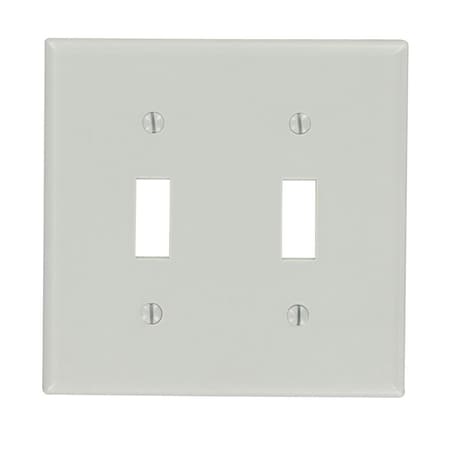 Ezgeneration 4.56 x 4.5 in. 2 Gang Standard Gray Toggle Wall Plate, Gray EZ731918
